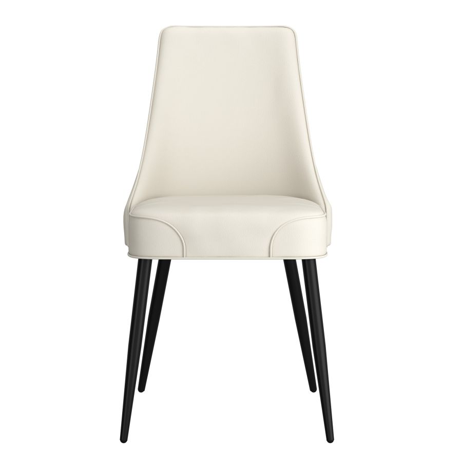 Chaise de salle à manger Koda, simili cuir, lot de 2, beige et noir