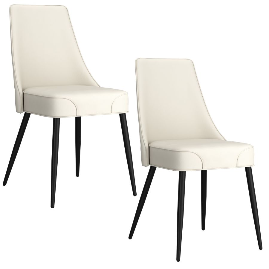 Chaise de salle à manger Koda, simili cuir, lot de 2, beige et noir