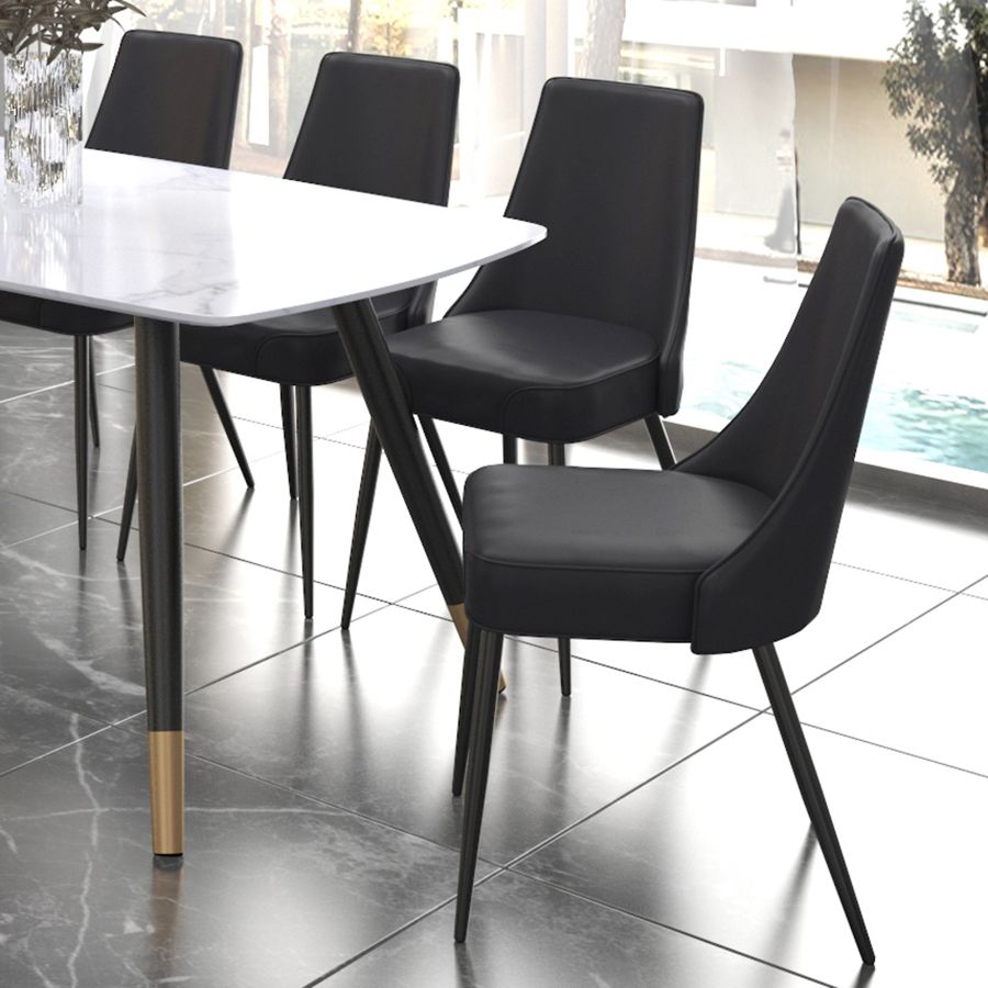 Chaise de salle à manger Koda, simili cuir, lot de 2, en noir