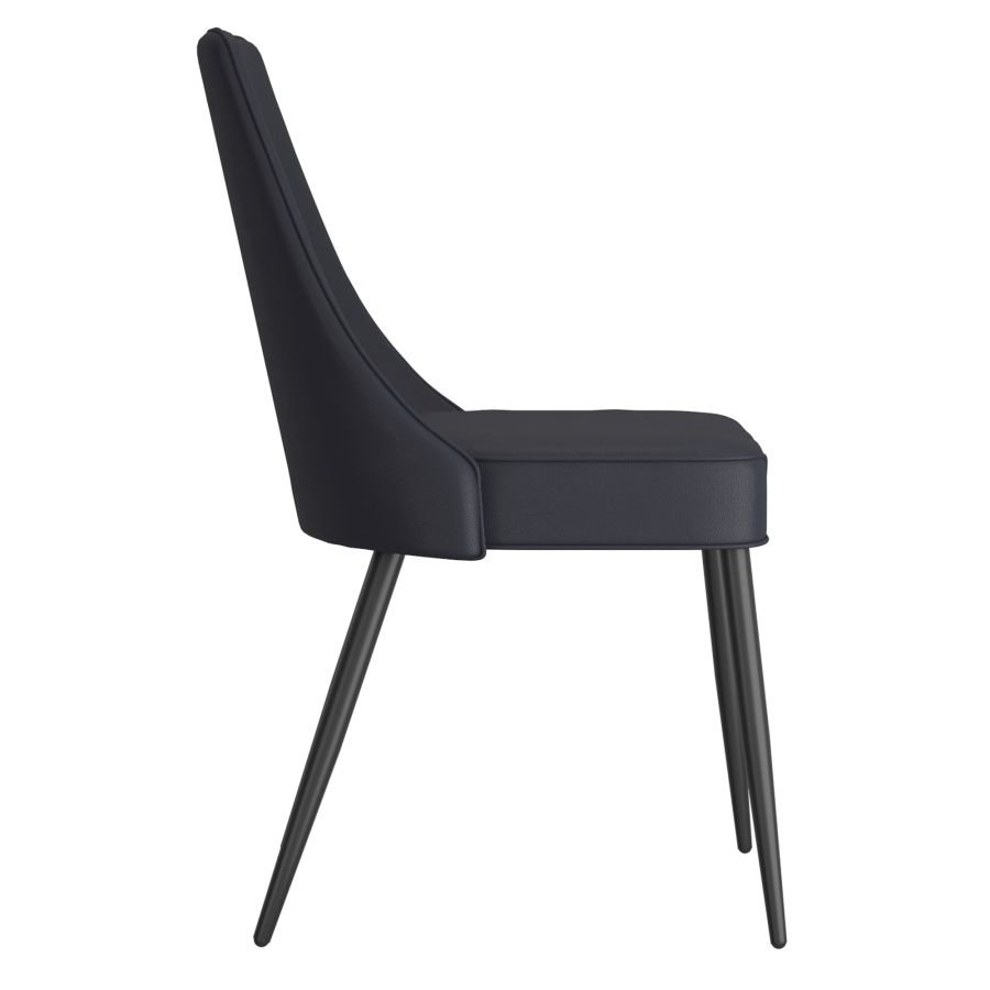Chaise de salle à manger Koda, simili cuir, lot de 2, en noir