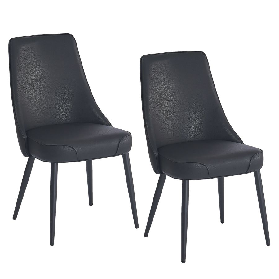 Chaise de salle à manger Koda, simili cuir, lot de 2, en noir