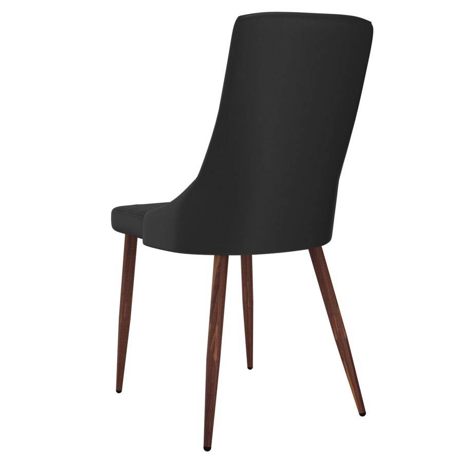 Chaise d'appoint Cora en similicuir, ensemble de 2 en noir et noyer ( Meuble Mtl )