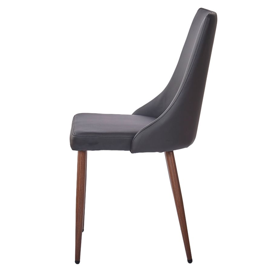Chaise d'appoint Cora en similicuir, ensemble de 2 en noir et noyer ( Meuble Mtl )