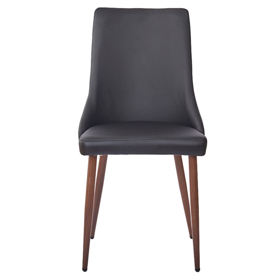 Chaise d'appoint Cora en similicuir, ensemble de 2 en noir et noyer ( Meuble Mtl )