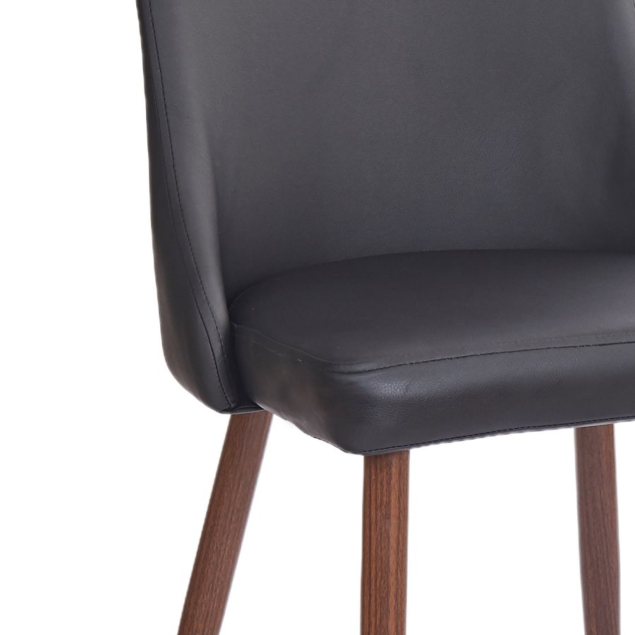 Chaise d'appoint Cora en similicuir, ensemble de 2 en noir et noyer ( Meuble Mtl )