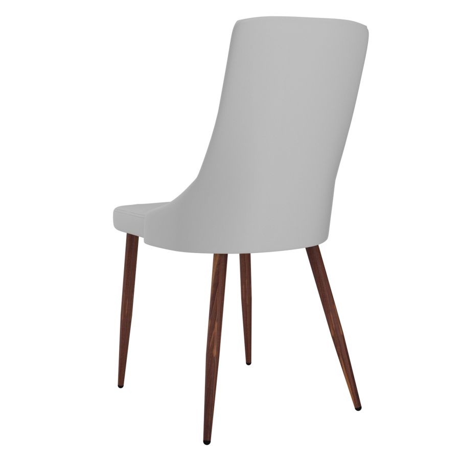 Chaise d'appoint Cora en similicuir, ensemble de 2 en gris clair et noyer ( Meuble Mtl )