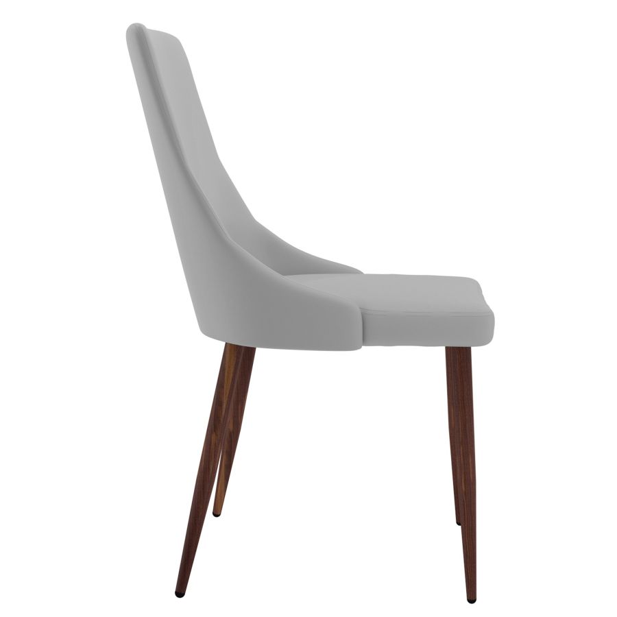 Chaise d'appoint Cora en similicuir, ensemble de 2 en gris clair et noyer ( Meuble Mtl )
