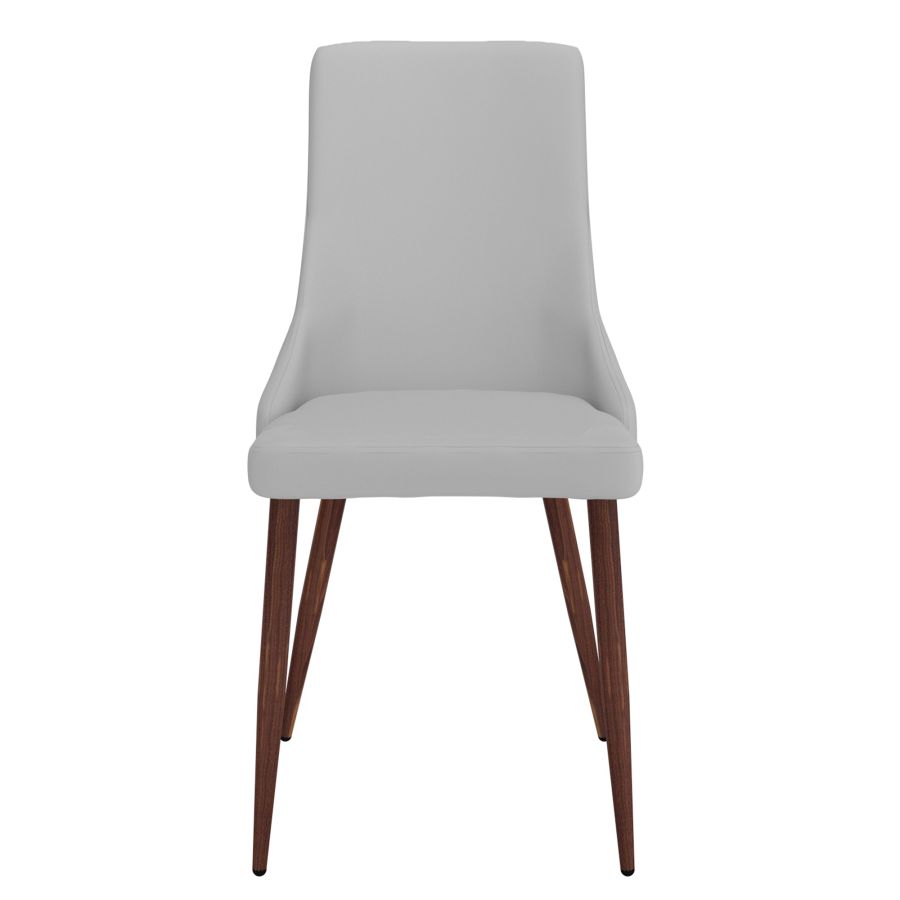 Chaise d'appoint Cora en similicuir, ensemble de 2 en gris clair et noyer ( Meuble Mtl )