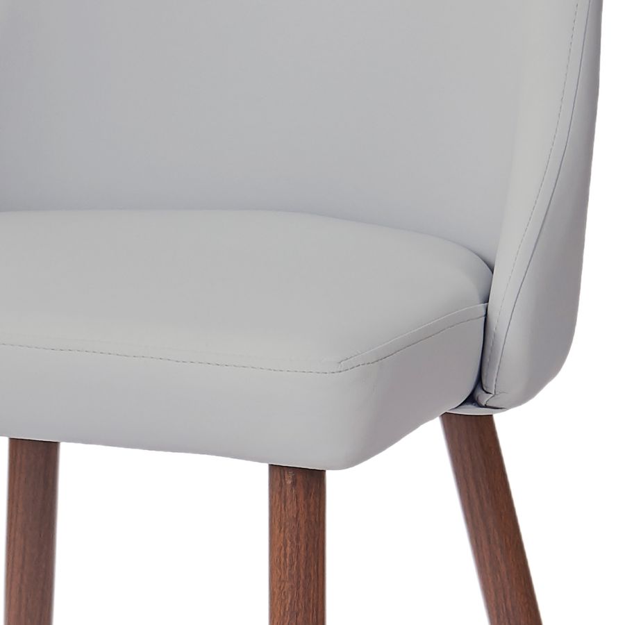 Chaise d'appoint Cora en similicuir, ensemble de 2 en gris clair et noyer ( Meuble Mtl )