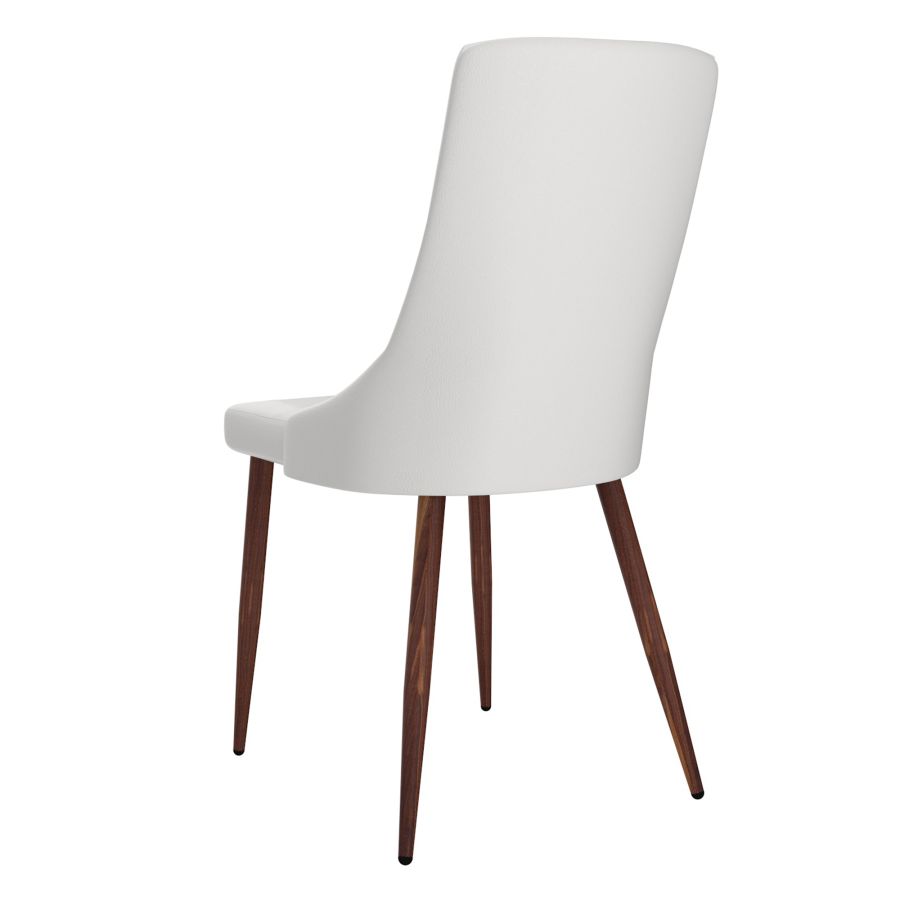 Chaise d'appoint Cora en similicuir, ensemble de 2 en blanc et noyer ( Meuble Mtl )
