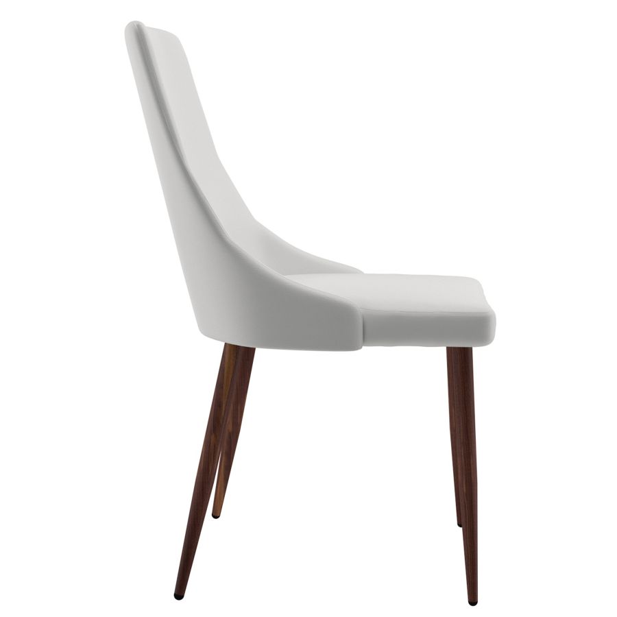 Chaise d'appoint Cora en similicuir, ensemble de 2 en blanc et noyer ( Meuble Mtl )