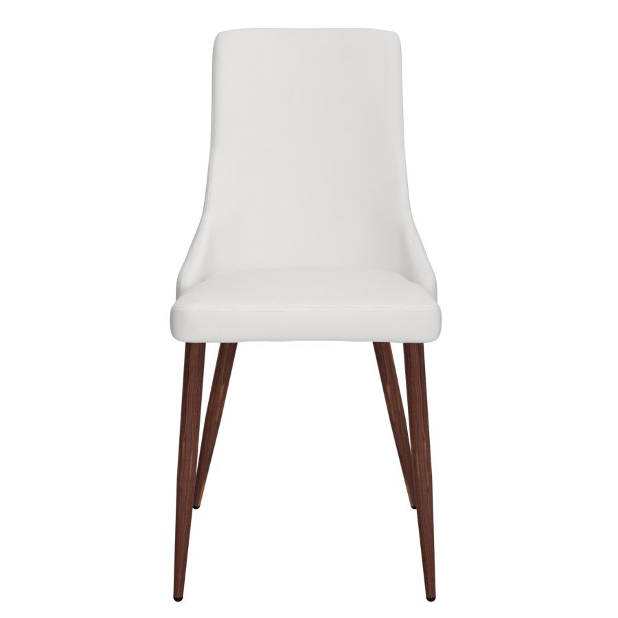 Chaise d'appoint Cora en similicuir, ensemble de 2 en blanc et noyer ( Meuble Mtl )