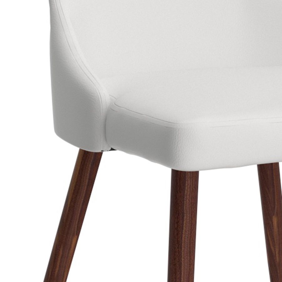 Chaise d'appoint Cora en similicuir, ensemble de 2 en blanc et noyer ( Meuble Mtl )