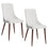 Chaise d'appoint Cora en similicuir, ensemble de 2 en blanc et noyer  ( Meuble Mtl )