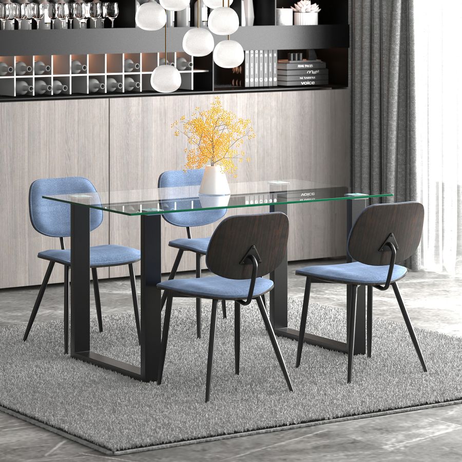 Chaise d'appoint Capri, ensemble de 2, en bleu, noyer et noir ( Meuble Mtl )