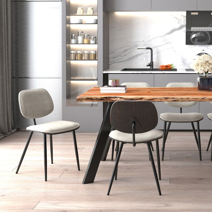 Chaise d'appoint Capri, ensemble de 2, en gris clair, noyer et noir ( Meuble Mtl )