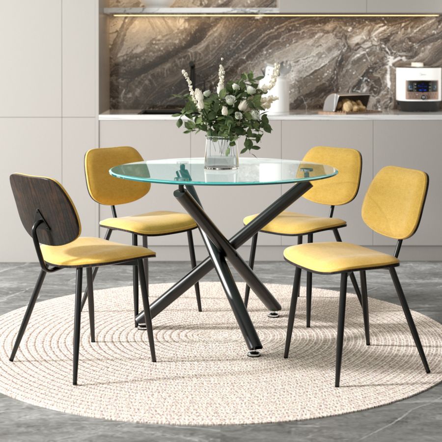 Chaise d'appoint Capri, ensemble de 2, en moutarde, noyer et noir ( Meuble Mtl )