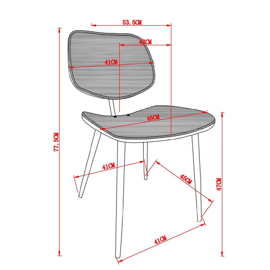 Chaise d'appoint Capri, ensemble de 2, en moutarde, noyer et noir ( Meuble Mtl )
