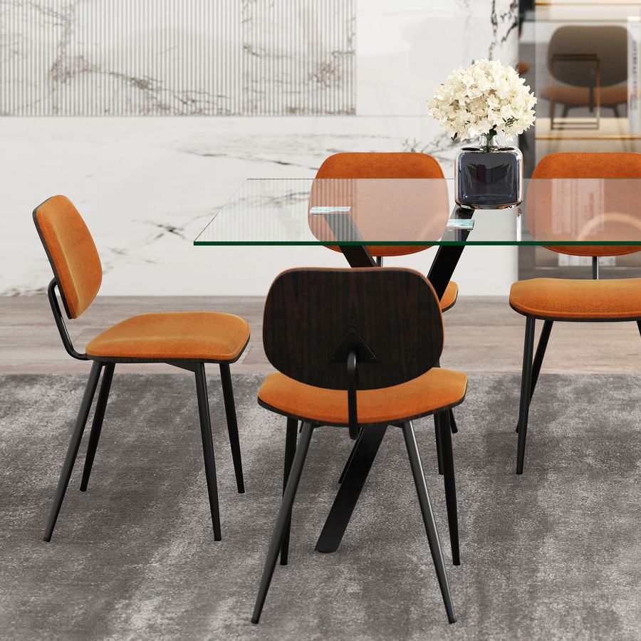 Chaise d'appoint Capri, ensemble de 2, en rouille, noyer et noir ( Meuble Mtl )