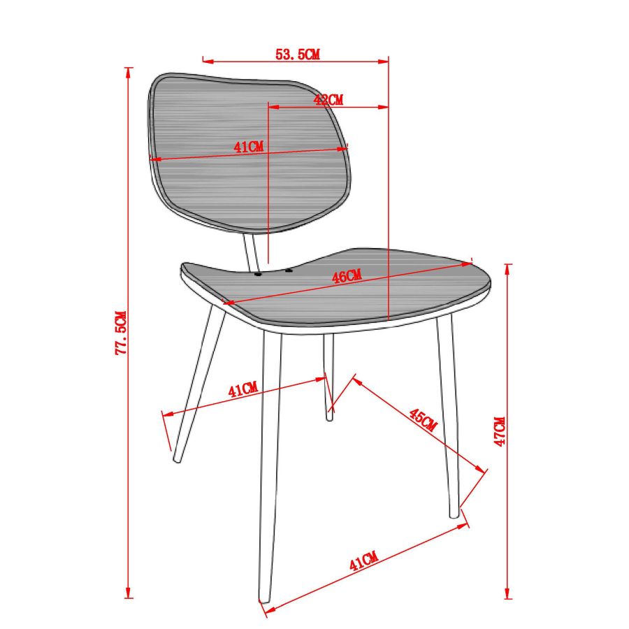Chaise d'appoint Capri, ensemble de 2, en rouille, noyer et noir ( Meuble Mtl )