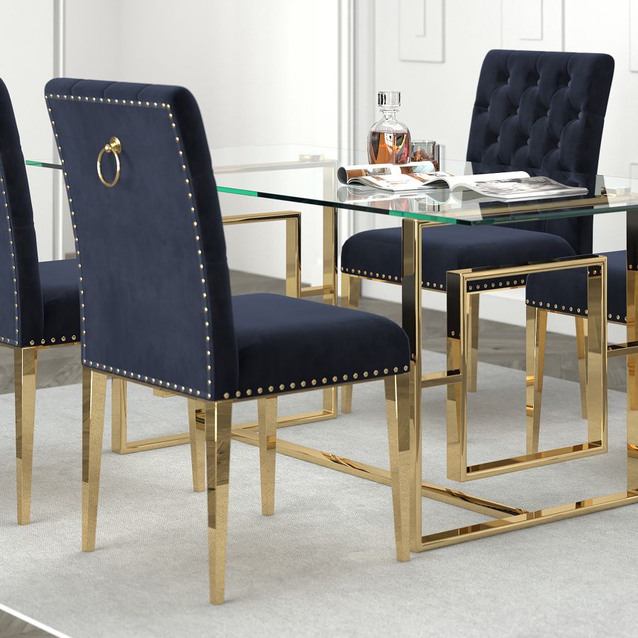 Chaise d'appoint Azul, ensemble de 2 en noir et or ( Meuble Mtl )