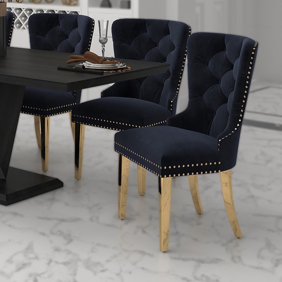 Chaise d'appoint Mizal, ensemble de 2 en noir et or ( Meuble Mtl )