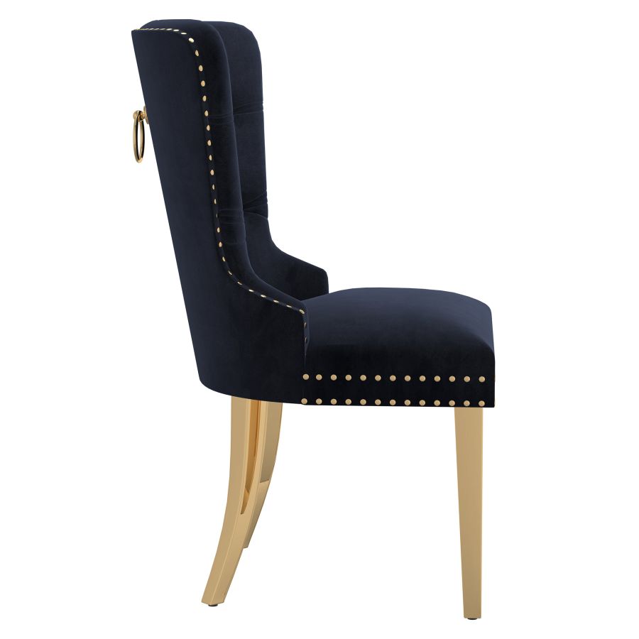 Chaise d'appoint Mizal, ensemble de 2 en noir et or ( Meuble Mtl )