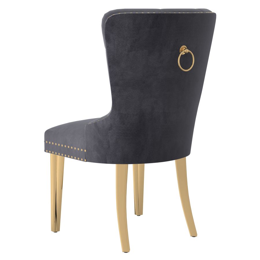 Chaise d'appoint Mizal, ensemble de 2 en gris et or ( Meuble Mtl )
