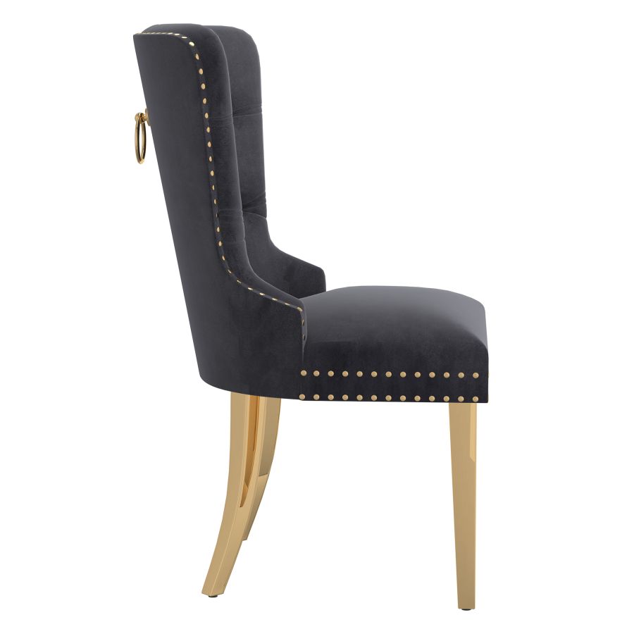 Chaise d'appoint Mizal, ensemble de 2 en gris et or ( Meuble Mtl )