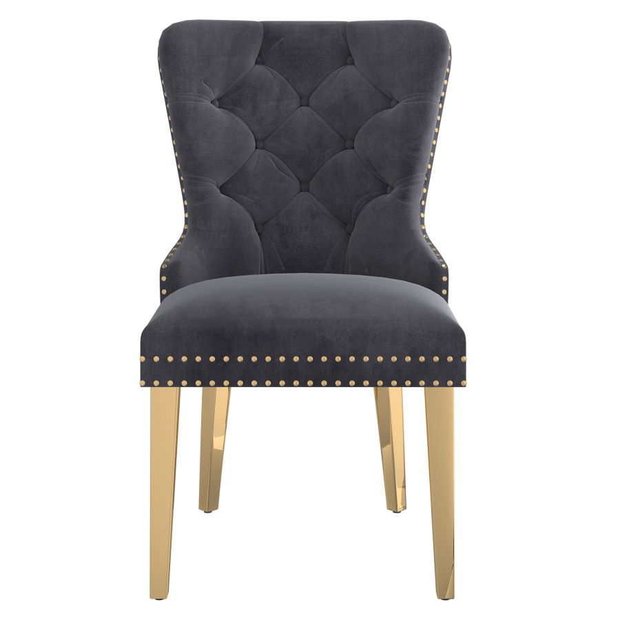 Chaise d'appoint Mizal, ensemble de 2 en gris et or ( Meuble Mtl )