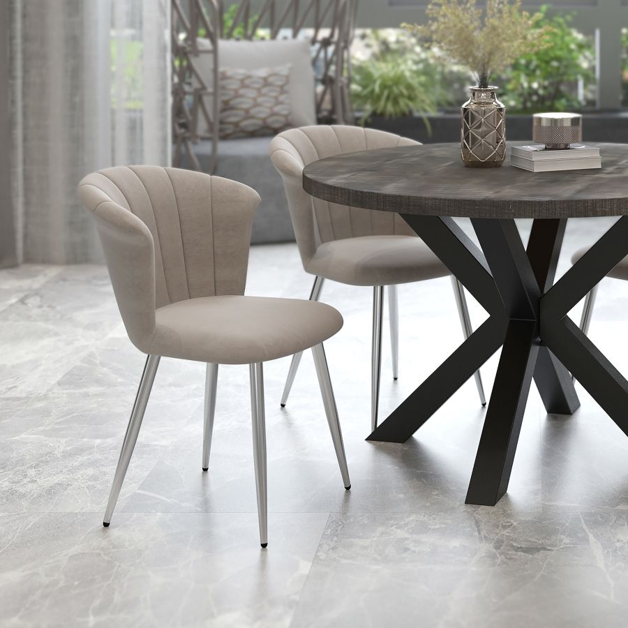 Chaise d'appoint Orchidée, ensemble de 2 en gris et chrome ( Meuble Mtl )