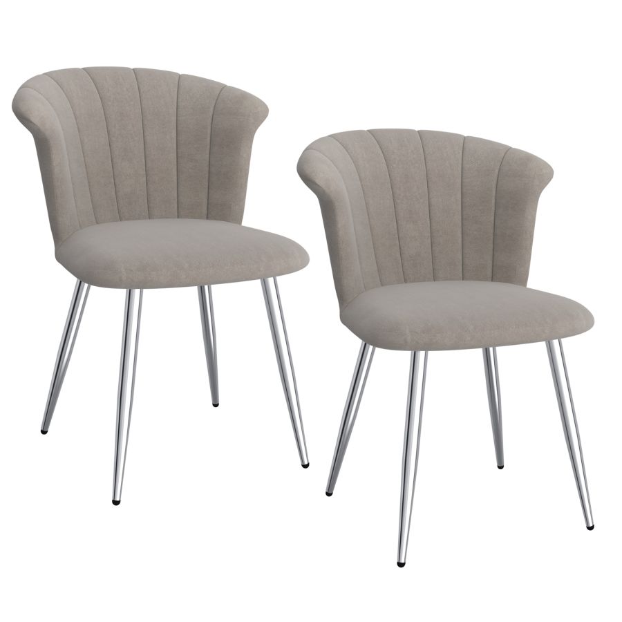Chaise d'appoint Orchidée, ensemble de 2 en gris et chrome ( Meuble Mtl )