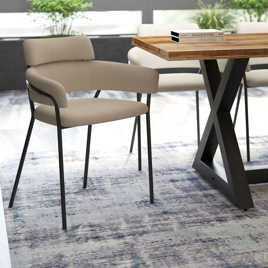 Chaise d'appoint Axel, ensemble de 2 en beige et noir ( Meuble Mtl )