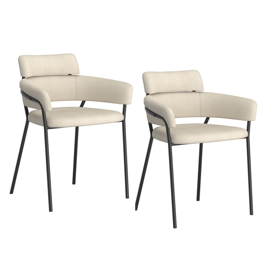 Chaise d'appoint Axel, ensemble de 2 en beige et noir ( Meuble Mtl )