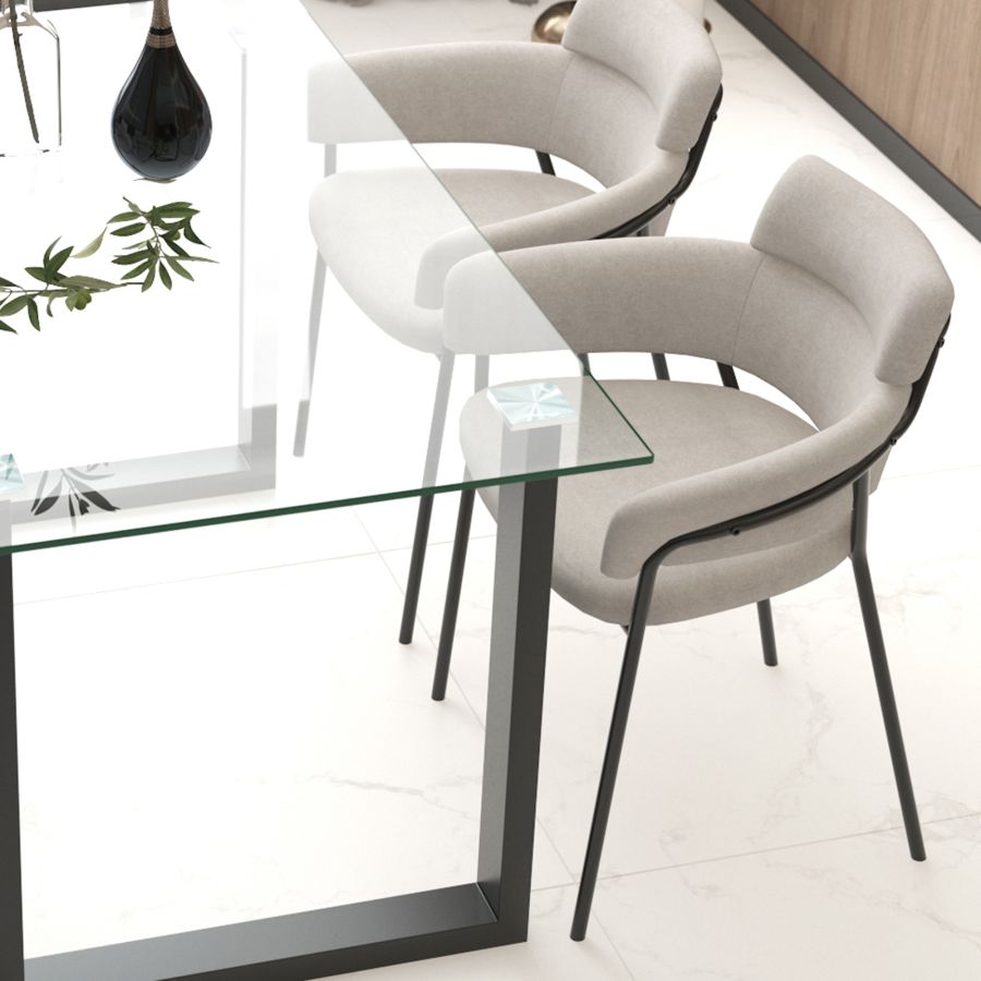 Chaise de salle à manger Axel, ensemble de 2 en gris et noir 