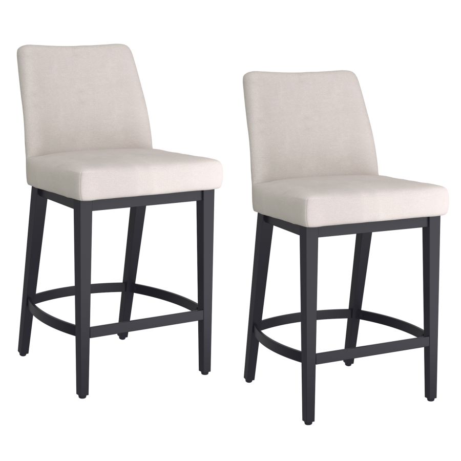 Jace 26" Tabouret de comptoir, ensemble de 2, en tissu beige et noir ( Meuble Mtl )
