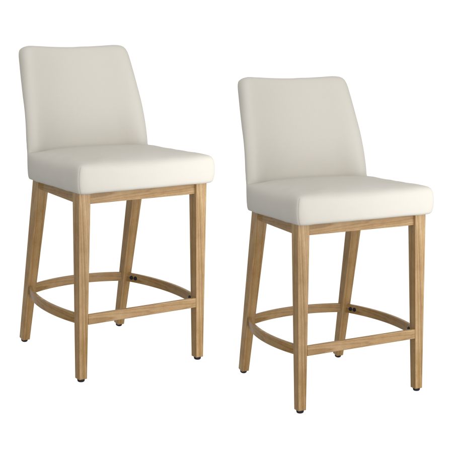 Jace 26" Tabouret de comptoir, lot de 2, en tissu beige et naturel ( Meuble Mtl )