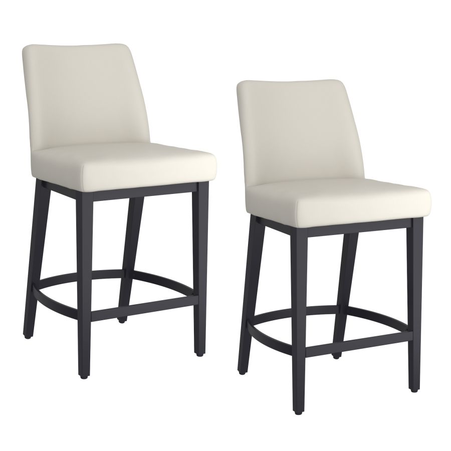 Jace 26" Tabouret de comptoir, ensemble de 2, en simili cuir beige et noir ( Meuble Mtl )