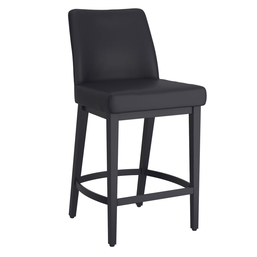 Jace 26" Tabouret de comptoir, ensemble de 2, en simili cuir noir et noir ( Meuble Mtl )