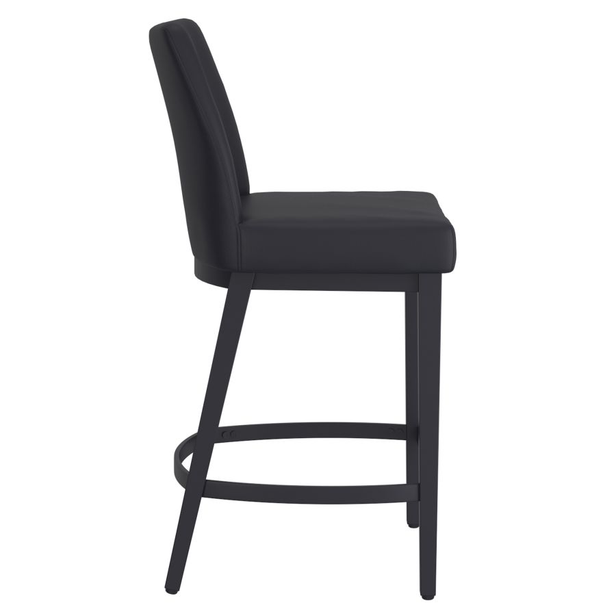 Jace 26" Tabouret de comptoir, ensemble de 2, en simili cuir noir et noir ( Meuble Mtl )