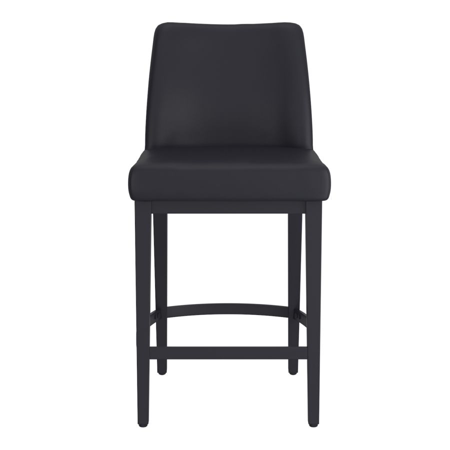 Jace 26" Tabouret de comptoir, ensemble de 2, en simili cuir noir et noir ( Meuble Mtl )