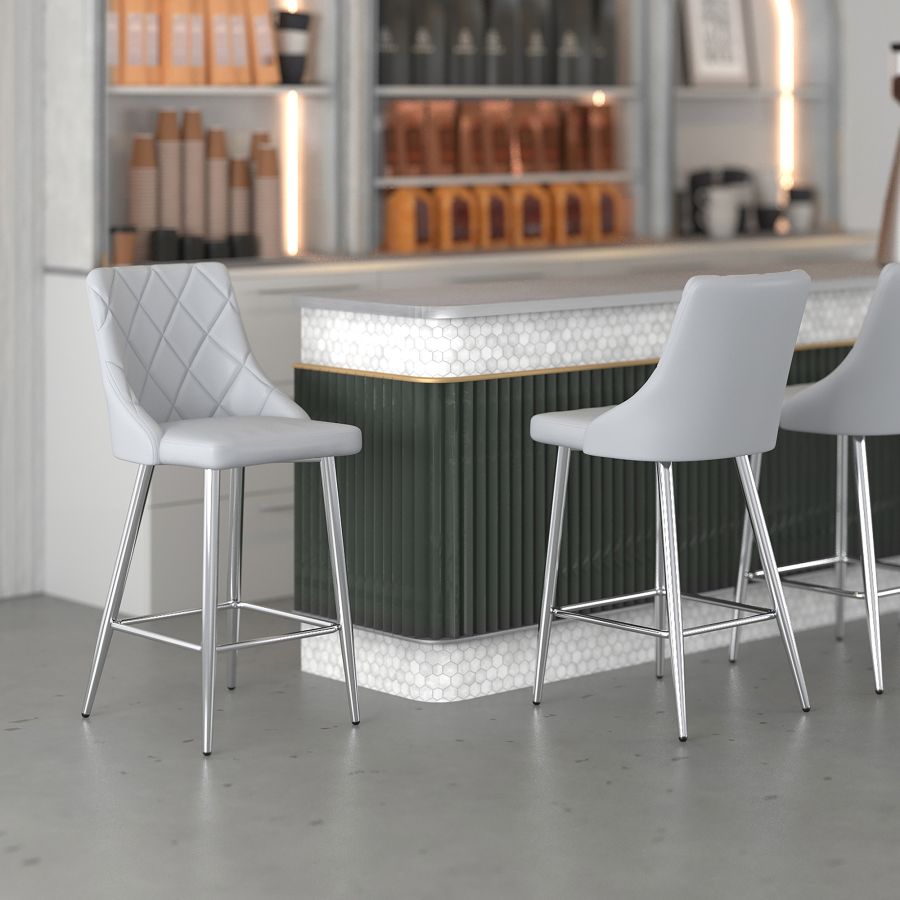 Tabouret de comptoir Devo de 26 po, ensemble de 2, en gris pâle ( Meuble Mtl )