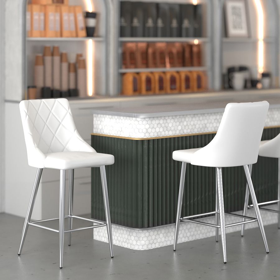 Tabouret de comptoir Devo de 26 po, ensemble de 2, en blanc ( Meuble Mtl )