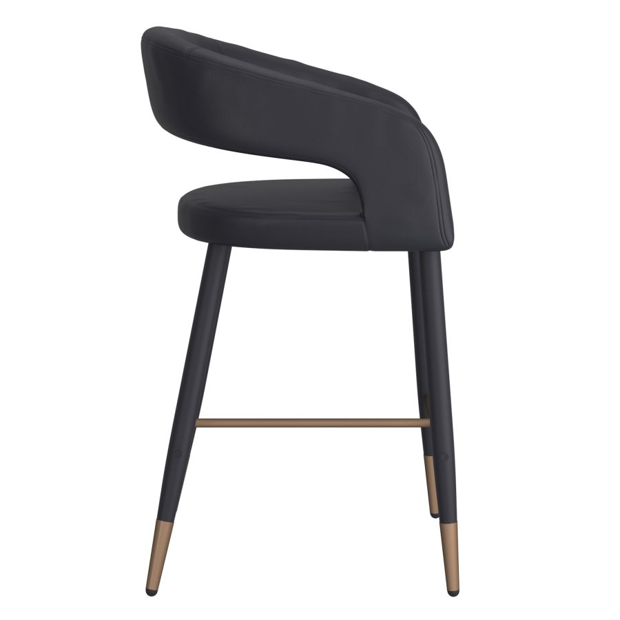 Pourpre 26" Tabouret de comptoir, lot de 2, en simili cuir noir et noir et or vieilli ( Meuble Mtl )