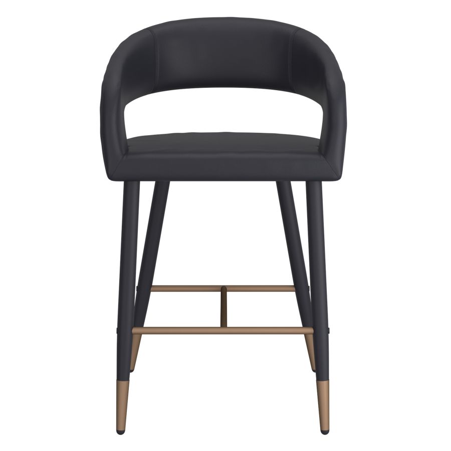 Pourpre 26" Tabouret de comptoir, lot de 2, en simili cuir noir et noir et or vieilli ( Meuble Mtl )