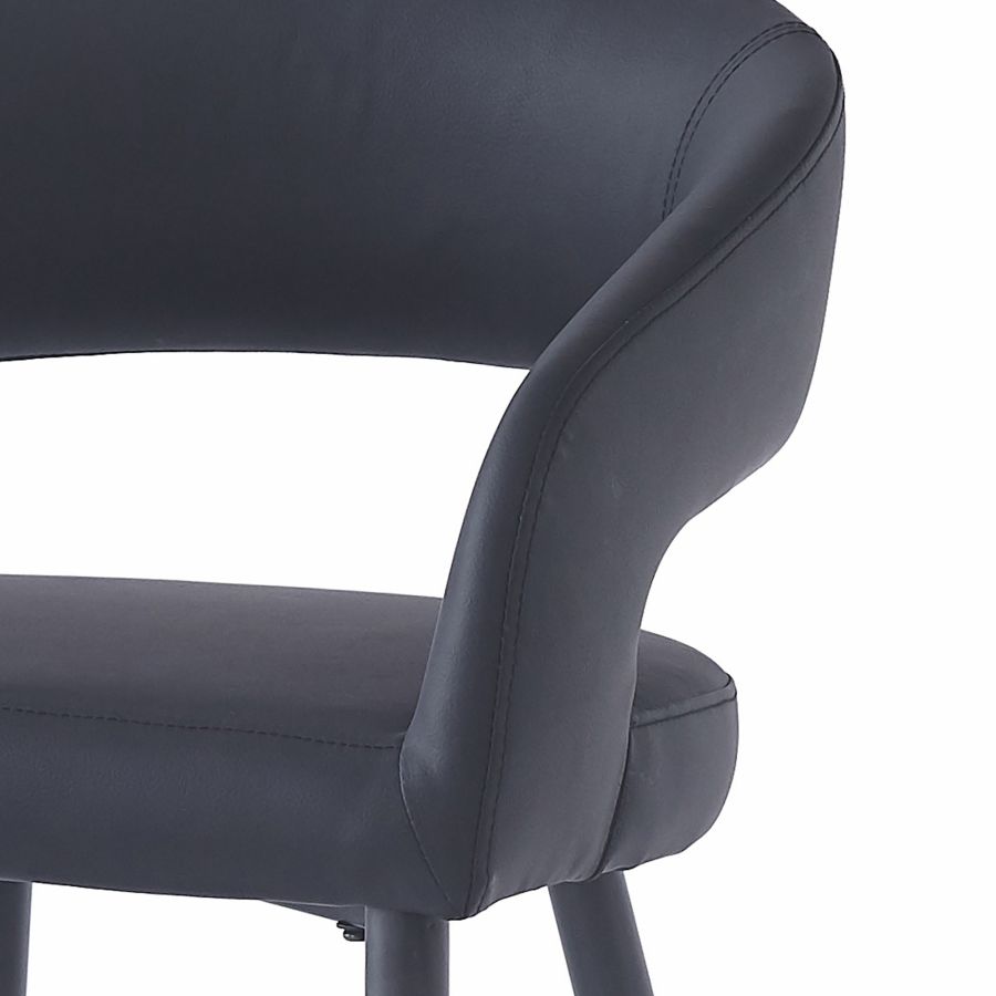 Pourpre 26" Tabouret de comptoir, lot de 2, en simili cuir noir et noir et or vieilli ( Meuble Mtl )