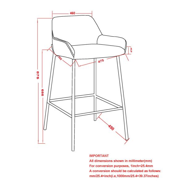 Tabouret de comptoir Baily de 26 po, ensemble de 2, en noir