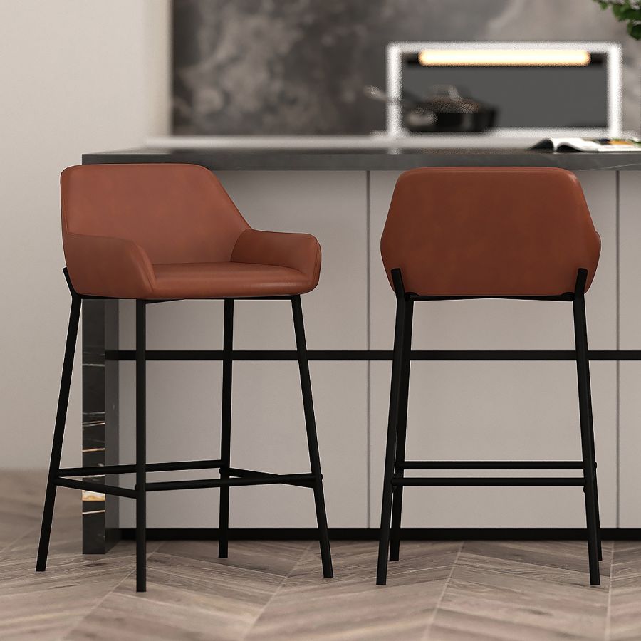Tabouret de comptoir Baily de 26 po, ensemble de 2, en selle et noir