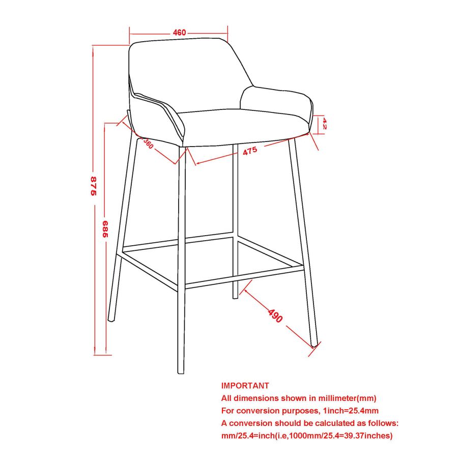 Tabouret de comptoir Baily de 26 po, ensemble de 2, en selle et noir