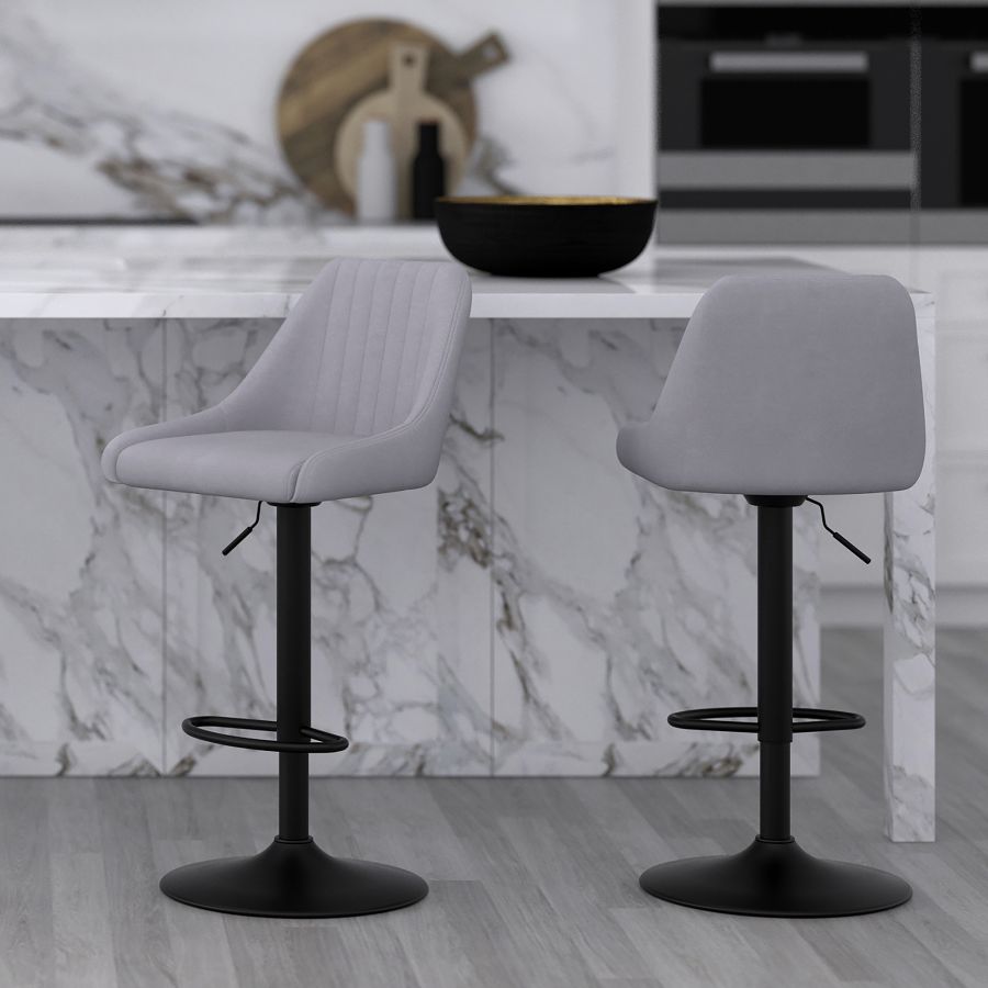 Tabouret pivotant à hauteur réglable Kron, ensemble de 2, en tissu gris ( Meuble Mtl )
